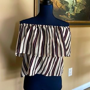 Off The Shoulder Striped Tunic Top